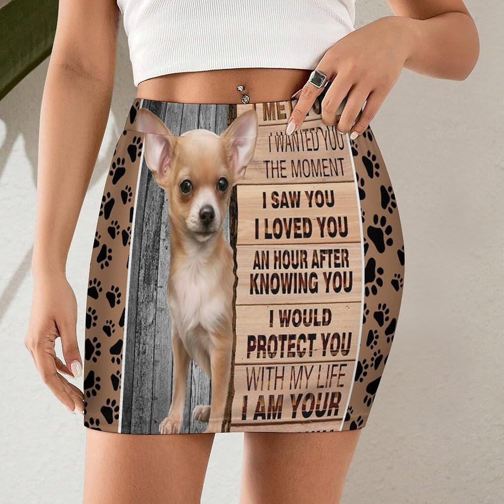 Amazon.co.jp: [TULDYS] タイトミニスカート チワワ 可愛い 犬柄